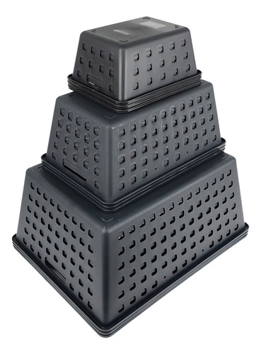 Kit De 9 Cestos Organizadores De 3 Tamanhos Square - Dasplast Preto