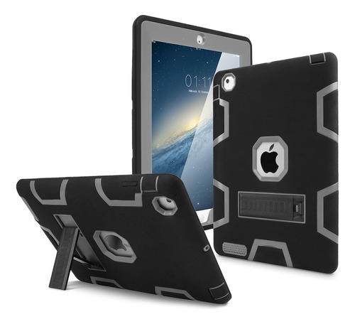 Funda iPad 2,3,4 Goma Resistente A Impactos/negro Gris