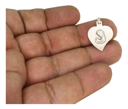 Medalla Dije Corazon Virgen Niña Plata 925 Bautismo Comunion Color Plateado