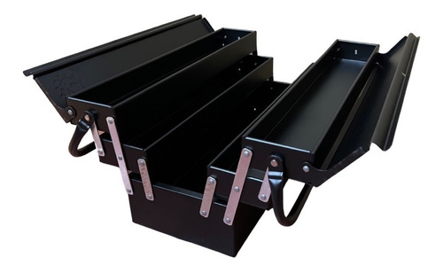 Imagen 2 de 3 de Caja De Herramientas Metalica Negra Articulada 54cm