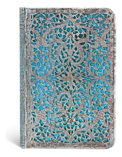 Caderno Paperblanks 14x9,5cm Paut Silver Filigree Maya Blue