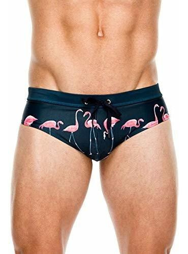 Lukitty Hombres Flamingo Print Thong Swimwear Bikini F4yqj