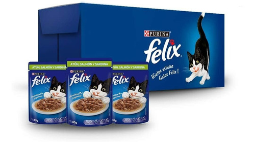 Purina® Felix® Atún, Salmón Y Sardina Gato 24 Sobres - 85g