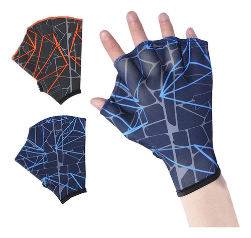 1 Par De Guantes Entrenamiento Natación Acuática Azul Buceo