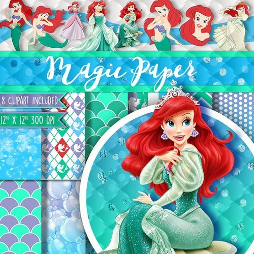 Papeles Fondos Digitales - The Little Mermaid Magic Paper