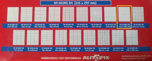 Imagen 2 de 2 de Etiqueta Autoadhesiva A4 Etidata Para Impresora - 8758 - 25h
