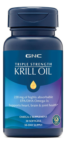 Aceite De Krill De Triple Potencia Gnc, 30 Cápsulas Blandas
