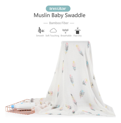 Manta Swaddle Insular Bambú.algodón Suave. Transpirable P