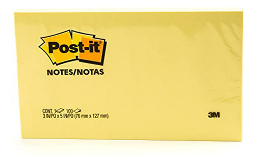 Post-it, 2 7-8 X 4 7-8 Pulgadas, Amarillo Canario, 12-pads -