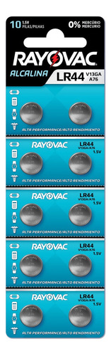 10 Pilha Bateria Lr44 A76 Ag13 Rayovac Calculadora Brinquedo