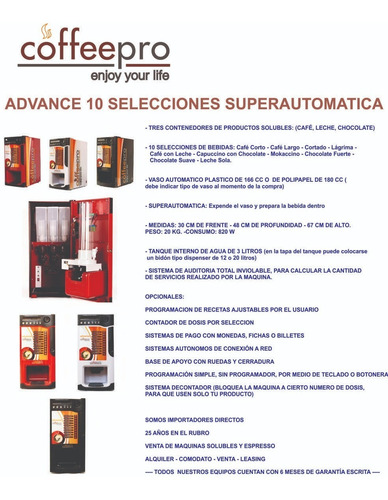 Coffee Pro Máquina Café Advance 10 Vending Expendedora