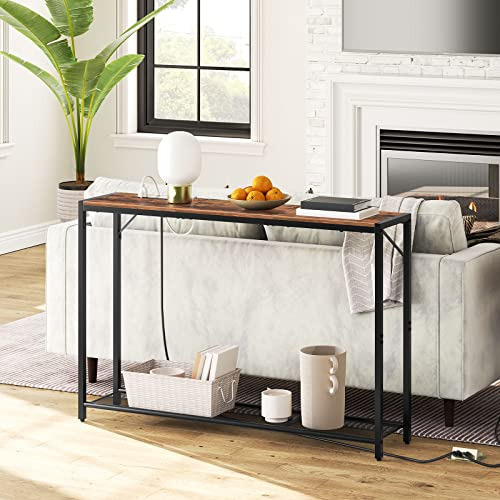 Mahancris Sofá Mesa Con Toma De Corriente, Mesa Consola De 4