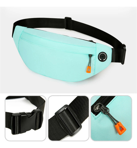 Riñonera Deportiva Unisex Con Salida Para Auriculares Viaje Color Violeta Diseño De La Tela Lisa