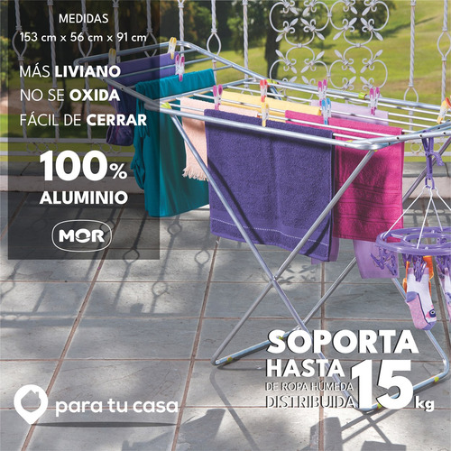 Imagen 8 de 10 de Tendedero Tender Ropa Plegable Alas Aluminio Mor 1º Calidad