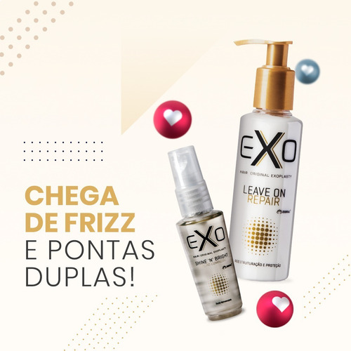 Imagem 2 de 10 de Kit Compl. Exoplastia Capilar Exo Hair 500ml + Leave + Shine