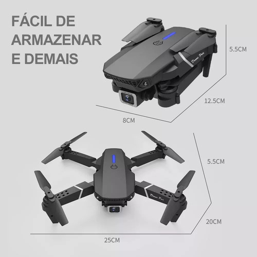 Mini Drone E88 Pro Com Câmera Dupla Wifi Com Case 2 Baterias
