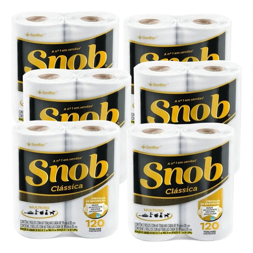 Snob Papel Toalha Cozinha Folha Dupla C/ 12 Rolos