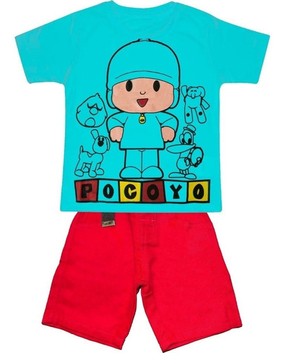 Conjunto Infantil Camiseta + Short Jeans Personagens