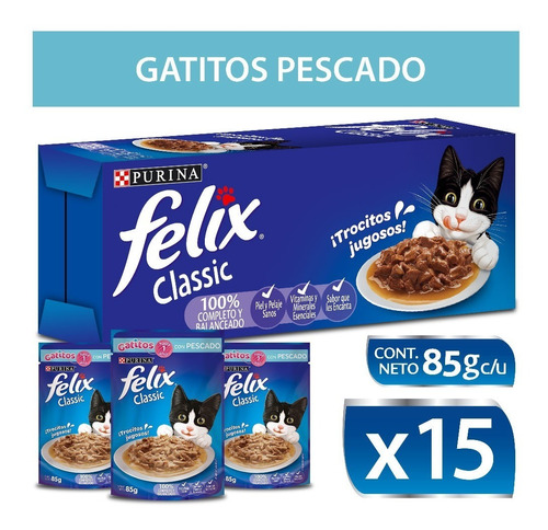 Alimento Húmedo Para Gato Felix® Gatitos Pescado Sobre 85g