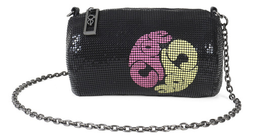 Bolsa Bowling Cloe Malla Metálica Asa De Cadena Metalica Color Negro