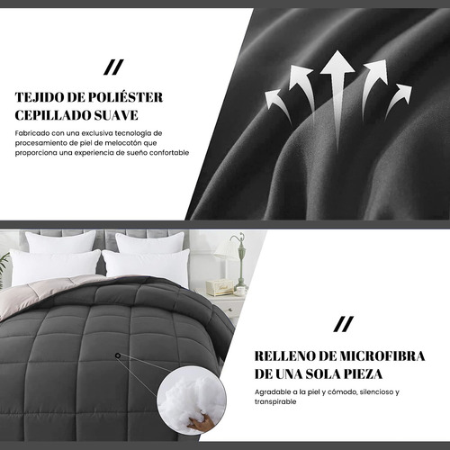 Reón Acolchao Doble Vista Para Toa Stación Matrimonial Color Gris Oscuro Diseño E La Tela Rayas