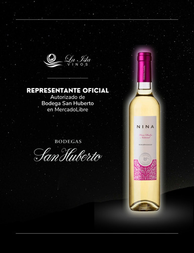 Imagen 3 de 10 de Vino Nina Dulce Natural Moscato Giallo 500ml. San Huberto