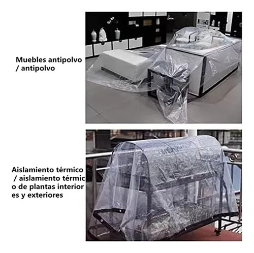 3×4mts Lona Transparente Resistente Impermeable +10m Cuerda