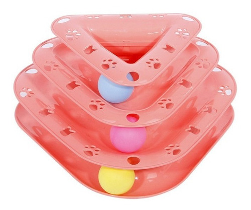 Juguete Para Gato Rampa Triangular De 3 Pisos Con Pelotas 