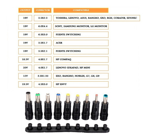 Imagen 2 de 3 de Cargador Universal Notebook Laptop Netbook Fuente