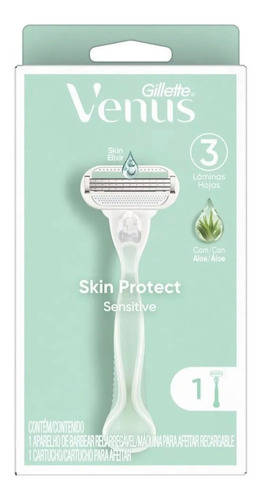 Máquina Afeitadora 3 Hojasgillette Venus Skin Protect Sensitive Con Aloe
