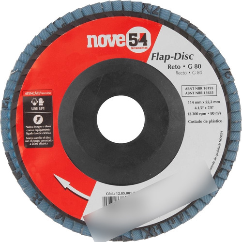 Flap-disc Reto 4.1/2 G80 Costado Plástico - Nove54