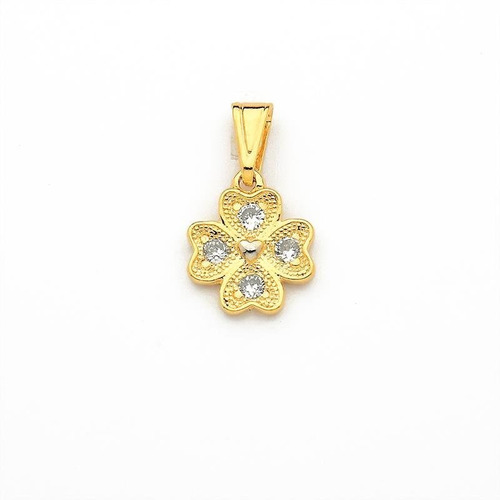 Colgante Trebol Cristal Enchapado En Oro 18k 