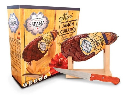 Kit Jamon Espanhol Presunto Serrano 1kg + Suporte + Faca