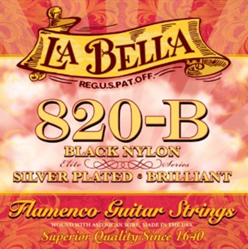 Cuerdas Nylon La Bella 820-b Black Nylon / Silver Plated 