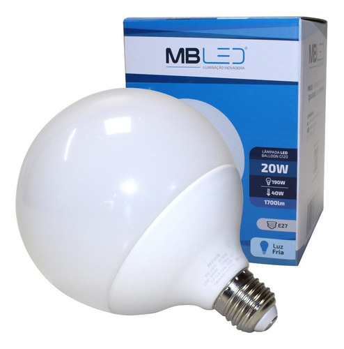 Lâmpada Led Bulbo Balloon Leitosa Globo G120 20w E27 Bivolt