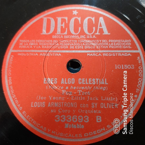 Pasta Louis Armstrong Con Sy Oliver Orq Decca C151