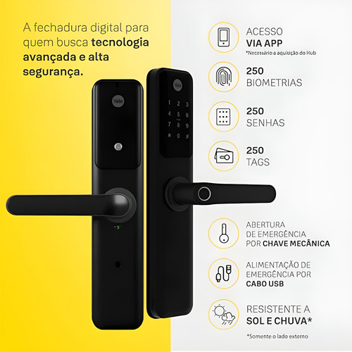 Fechadura Digital Ydm 60 Com Biometria + Kit Conectividade