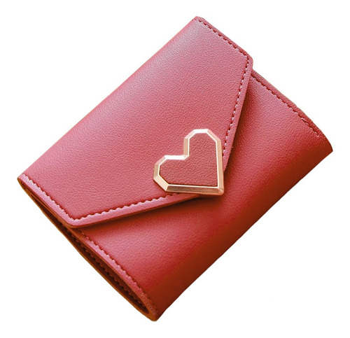 Cartera Billetera Tarjetero Piel Vinil Clasica Dije Corazon