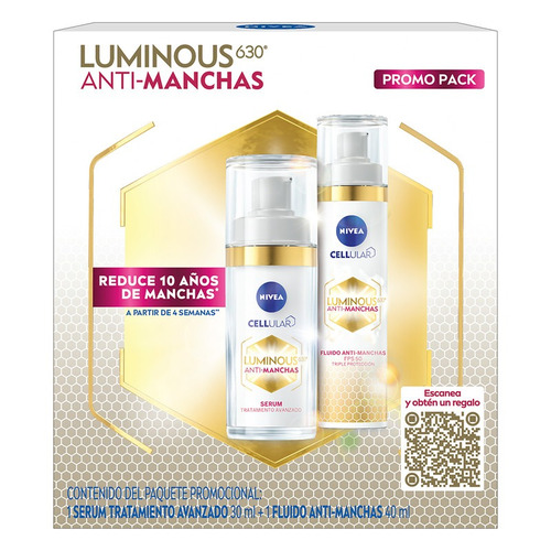 Pack X2 Antimanchas Nivea Luminous 630° Serum + Fluido Fps50