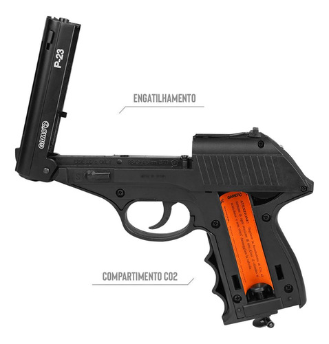 Pistola Co2 4.5mm Gamo P23 Combat Semi Automática + 10un Co2