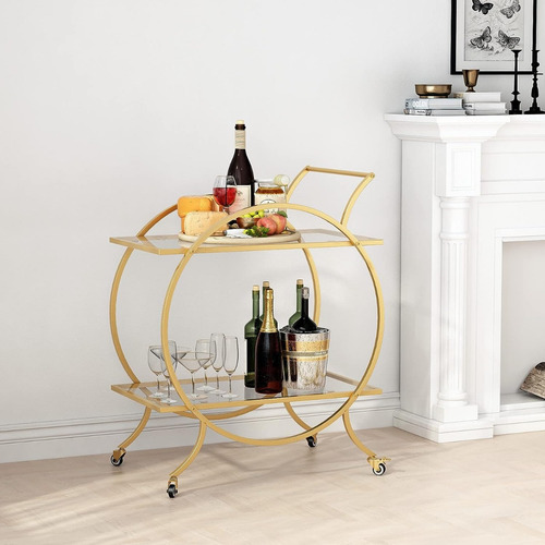 Carrito Bar Dorado Ruedas Giratorias/bloqueables Lormiter