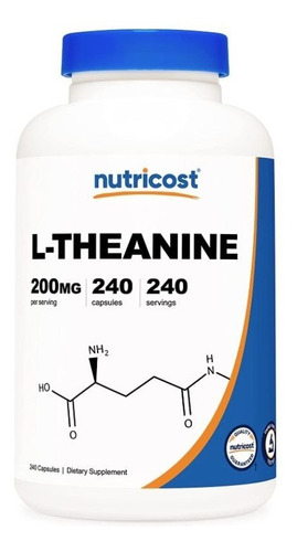 L-teanina original Nutricost 200 mg, 240 cápsulas, dosagem dupla