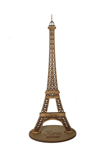 Centro De Mesa Torre Eiffel C Nombre Mdf 25cm X 6 Unidades