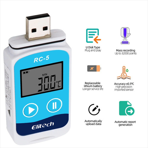 Imagen 4 de 6 de Data Logger Usb Rc-5 Registrador De Temperatura