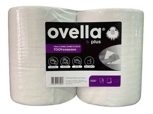 Toalla Papel Jumbo - Ovella - 190 Mts - 2 Uds.