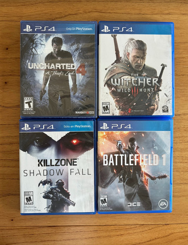 Lote 4 Juegos Ps4- Uncharted+thewitcher+killzone+battlefield