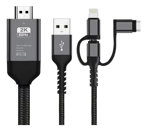 Gift Mirascreen Ld29 3 In 1 Type C/micro-usb To Hdmi Cable