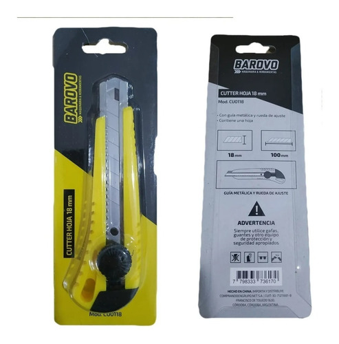 Cutter Cuchilla 18mm GuĂa Metalica Y Ajustable Trincheta