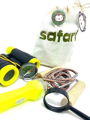 Kit Safari Explorador Ecobag Binóculo Lanterna Corda