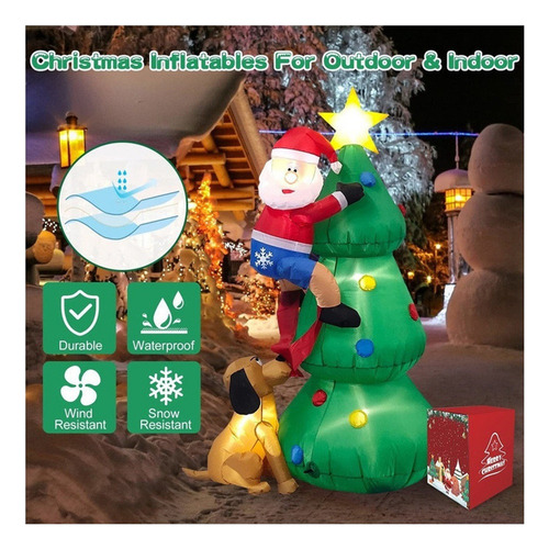 Árbol De Navidad Inflable 1,8 M Con Papá Noel Y Perro 2024
